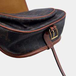 Pre Owned Celine Triomphe Folco Medium Brown Pvc Leather Shoulder Bag