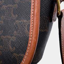 Pre Owned Celine Triomphe Folco Medium Brown Pvc Leather Shoulder Bag