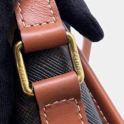 Pre Owned Celine Triomphe Folco Medium Brown Pvc Leather Shoulder Bag