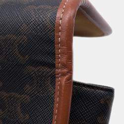 Pre Owned Celine Triomphe Folco Medium Brown Pvc Leather Shoulder Bag