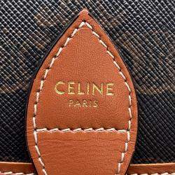 Pre Owned Celine Triomphe Folco Medium Brown Pvc Leather Shoulder Bag