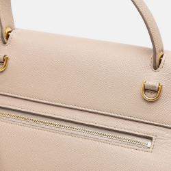 Pre Owned Celine Beige Brown Mini Grained Calfskin Belt Bag