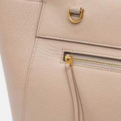 Pre Owned Celine Beige Brown Mini Grained Calfskin Belt Bag