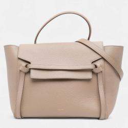 Pre Owned Celine Beige Brown Mini Grained Calfskin Belt Bag