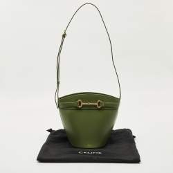 Pre Owned Celine Green Leather Crecy Bucket Bag