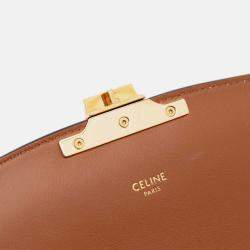 Pre Owned Celine Brown Classique Triomphe Coated Canvas and Calfskin Triomphe Crossbody