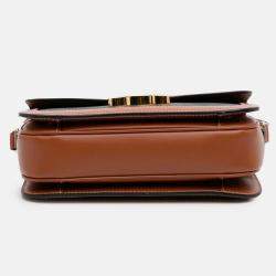 Pre Owned Celine Brown Classique Triomphe Coated Canvas and Calfskin Triomphe Crossbody