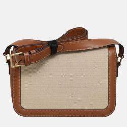 Pre Owned Celine Triomphe Classique Canvas Leather Crossbody Bag