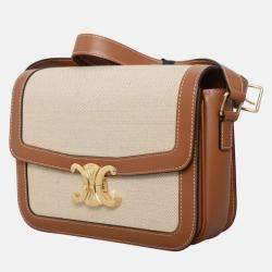 Pre Owned Celine Triomphe Classique Canvas Leather Crossbody Bag