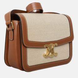 Pre Owned Celine Triomphe Classique Canvas Leather Crossbody Bag