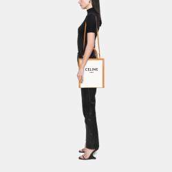 Pre Owned Celine Beige Small Canvas Vertical Cabas Satchel