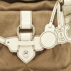 Pre Owned Celine Brown/Light Cream Canvas and Leather Boogie Hobo