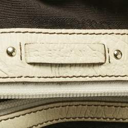 Pre Owned Celine Brown/Light Cream Canvas and Leather Boogie Hobo