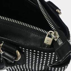 Pre Owned Celine Mini Boogie Black Satin Rhinestone Shoulder Bag