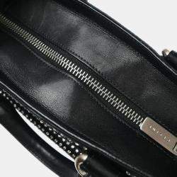 Pre Owned Celine Mini Boogie Black Satin Rhinestone Shoulder Bag