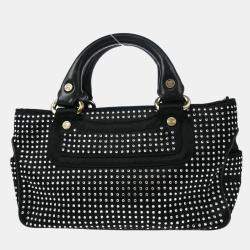 Pre Owned Celine Mini Boogie Black Satin Rhinestone Shoulder Bag