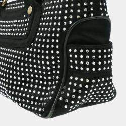 Pre Owned Celine Mini Boogie Black Satin Rhinestone Shoulder Bag