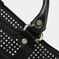 Pre Owned Celine Mini Boogie Black Satin Rhinestone Shoulder Bag