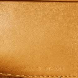 Pre Owned Celine Orange/Yellow Macadam Print Fabric and Croc Embossed Leather Flap Continental Wallet