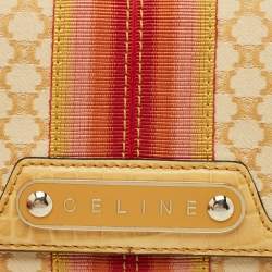 Pre Owned Celine Orange/Yellow Macadam Print Fabric and Croc Embossed Leather Flap Continental Wallet