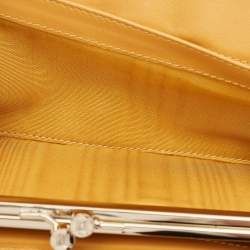 Pre Owned Celine Orange/Yellow Macadam Print Fabric and Croc Embossed Leather Flap Continental Wallet