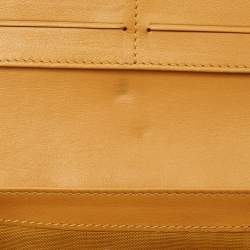 Pre Owned Celine Orange/Yellow Macadam Print Fabric and Croc Embossed Leather Flap Continental Wallet