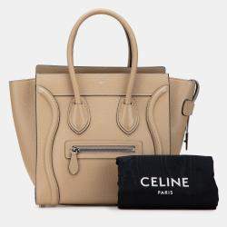Pre Owned Celine Brown Micro Drummed Calfskin Luggage Tote