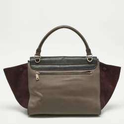 Pre Owned Celine Multicolor Leather and Suede Medium Trapeze Top Handle Bag