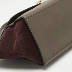 Pre Owned Celine Multicolor Leather and Suede Medium Trapeze Top Handle Bag