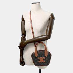 Pre Owned Celine Triomphe Tan PVC Leather Mini 2-Way Bowling Bag