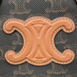 Pre Owned Celine Triomphe Tan PVC Leather Mini 2-Way Bowling Bag