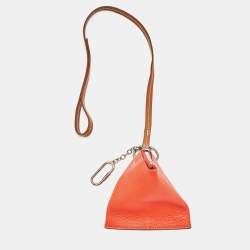 Pre Owned Celine Orange Leather Triangle Coin Purse