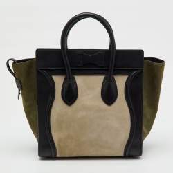 مملوكة مسبقًا Celine Tri Color Leather and Nubuck Leather Mini Luggage Tote