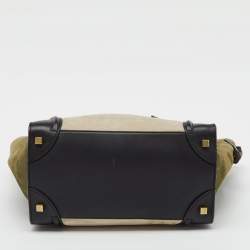 مملوكة مسبقًا Celine Tri Color Leather and Nubuck Leather Mini Luggage Tote