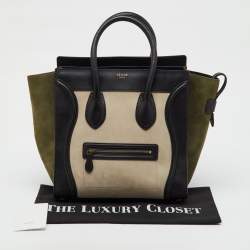 مملوكة مسبقًا Celine Tri Color Leather and Nubuck Leather Mini Luggage Tote