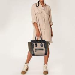 مملوكة مسبقًا Celine Tri Color Leather and Nubuck Leather Mini Luggage Tote
