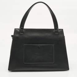 Pre Owned Celine Yellow/Black Calf Hair and Leather Large Edge Top Handle Bag