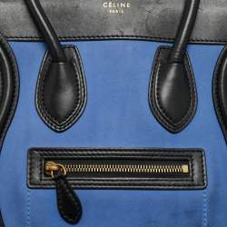 Pre Owned Celine Tricolor Nubuck and Leather Micro Luggage Tote