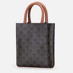 Pre Owned Celine Brown Mini Triomphe Coated Canvas Vertical Cabas Satchel