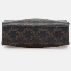 Pre Owned Celine Brown Mini Triomphe Coated Canvas Vertical Cabas Satchel