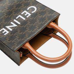 Pre Owned Celine Brown Mini Triomphe Coated Canvas Vertical Cabas Satchel