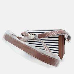 Pre Owned Celine Black Brown White Fabric Triumph Bag Medium