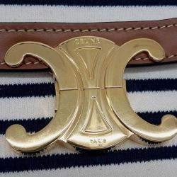 Pre Owned Celine Black Brown White Fabric Triumph Bag Medium