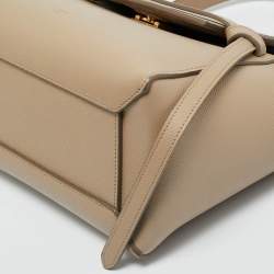 Pre Owned Celine Beige Leather Micro Belt Top Handle Bag