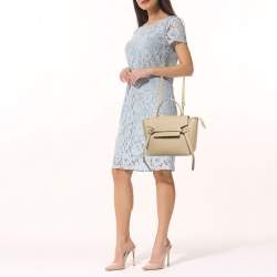 Pre Owned Celine Beige Leather Micro Belt Top Handle Bag