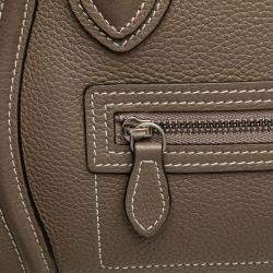 Pre Owned Celine Brown Nano Leather Luggage Tote