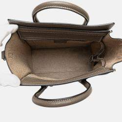 Pre Owned Celine Brown Nano Leather Luggage Tote