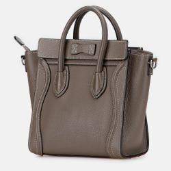 Pre Owned Celine Brown Nano Leather Luggage Tote