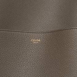 Pre Owned Celine Taupe Grey Leather Medium Sangle Seau Bag
