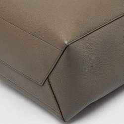 Pre Owned Celine Taupe Grey Leather Medium Sangle Seau Bag